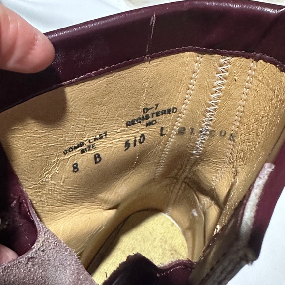 Vintage Justin J Diamond Boots Burgundy Oxblood Leather Kiltie Men 8B USA - Picture 2 of 6